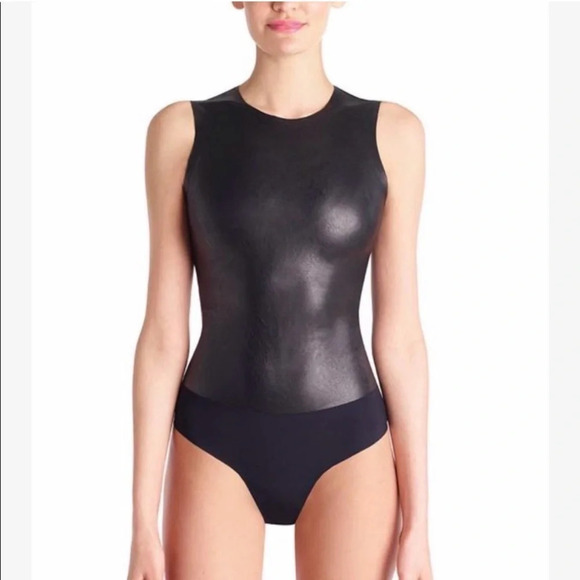 COMMANDO Faux Leather Sleeveless Bodysuit black‎ size M - Picture 1 of 6
